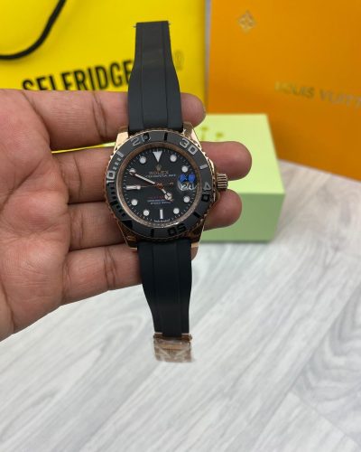 Rolex Yacht Master Watch Gold & Black Rolex Yacht Master Watch Gold & Black