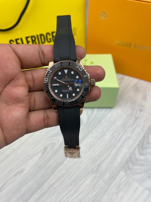 Rolex Yacht Master Watch Gold & Black Rolex Yacht Master Watch Gold & Black