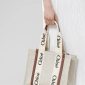 CHLOE Woody branded linen shoulder bag