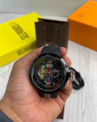 Gucci Pantcaon Automatic Watch Comes With Box For Men Black