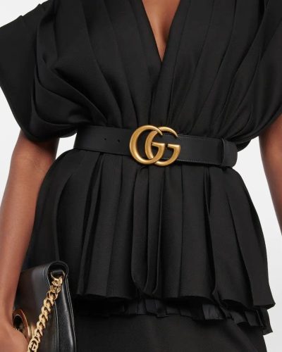 Gucci Black Belt Sale Womens with Golden Monogram comes with Box & DustBag