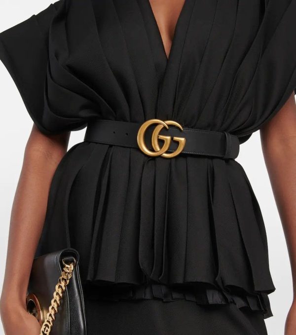 Gucci Black Belt Sale Womens with Golden Monogram comes with Box & DustBag Gucci Black Belt Sale Womens with Golden Monogram comes with Box & DustBag