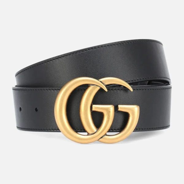 Gucci Black Belt Sale Womens with Golden Monogram comes with Box & DustBag