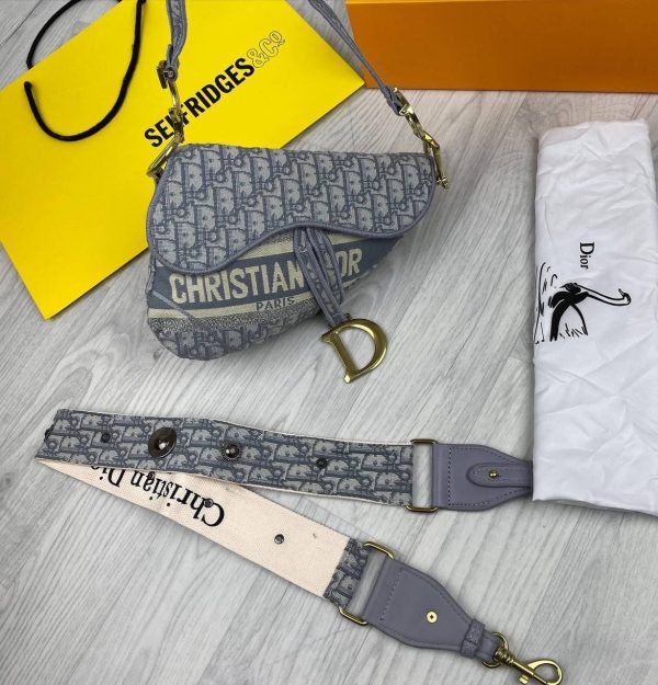 Christian Dior Grey Saddle Bag with Shoulder Strap Christian Dior Grey Saddle Bag with Shoulder Strap