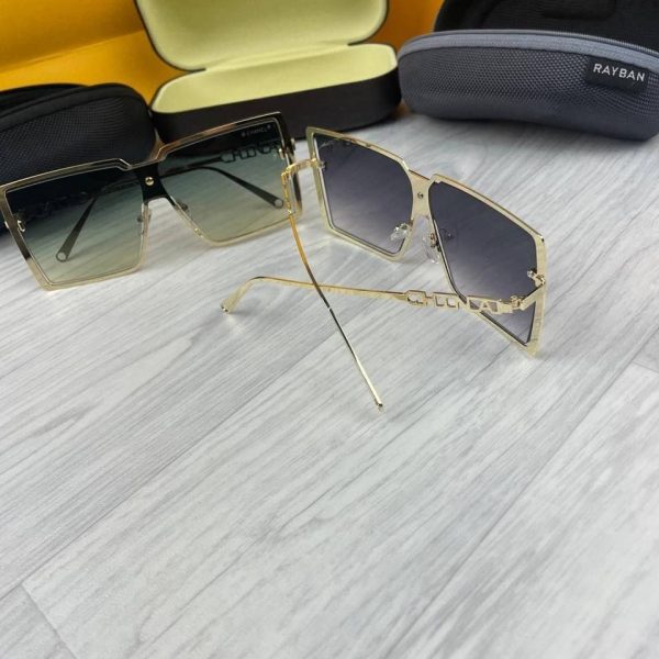 Chanel Gold Metal delicate Sunglasses in Pale Purple and Green iconic lenses