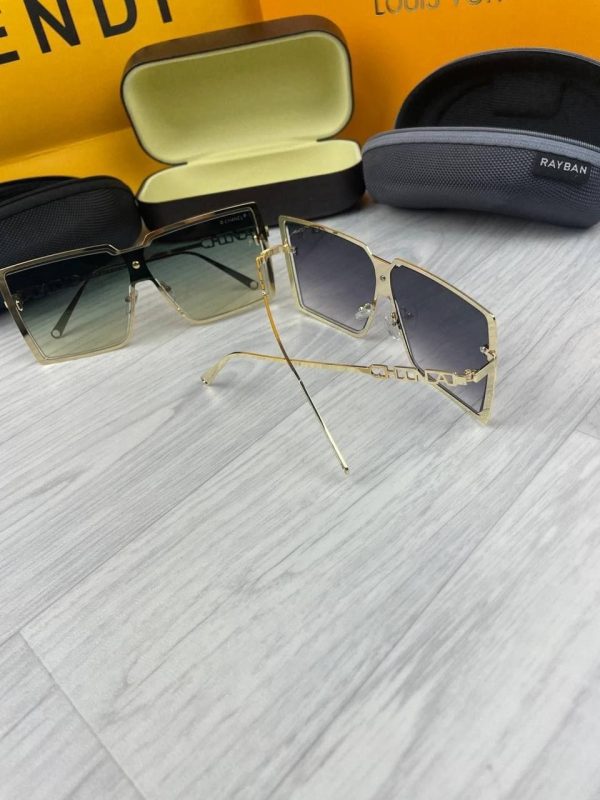 Chanel Gold Metal delicate Sunglasses in Pale Purple and Green iconic lenses Chanel Gold Metal delicate Sunglasses in Pale Purple and Green iconic lenses