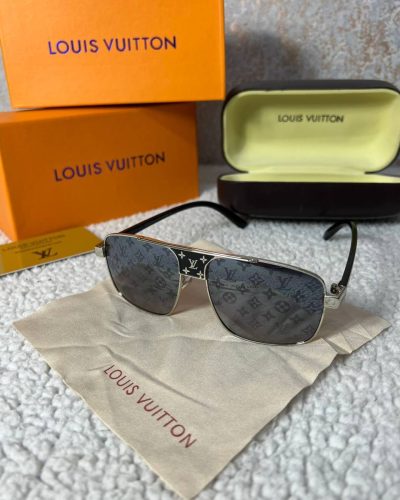 Louis Vuitton Grey Silver Rectangular Frame Eyewear
