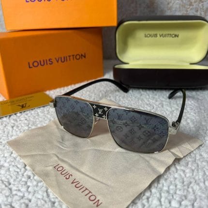 Louis Vuitton Grey Silver Rectangular Frame Eyewear
