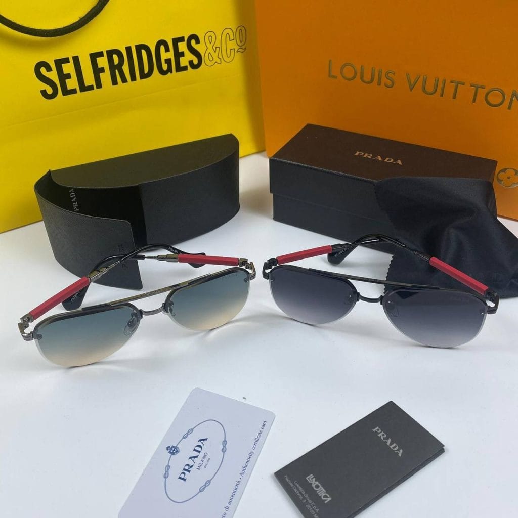 Prada Aviator Sunglasses in Faded Black And Vintage Color