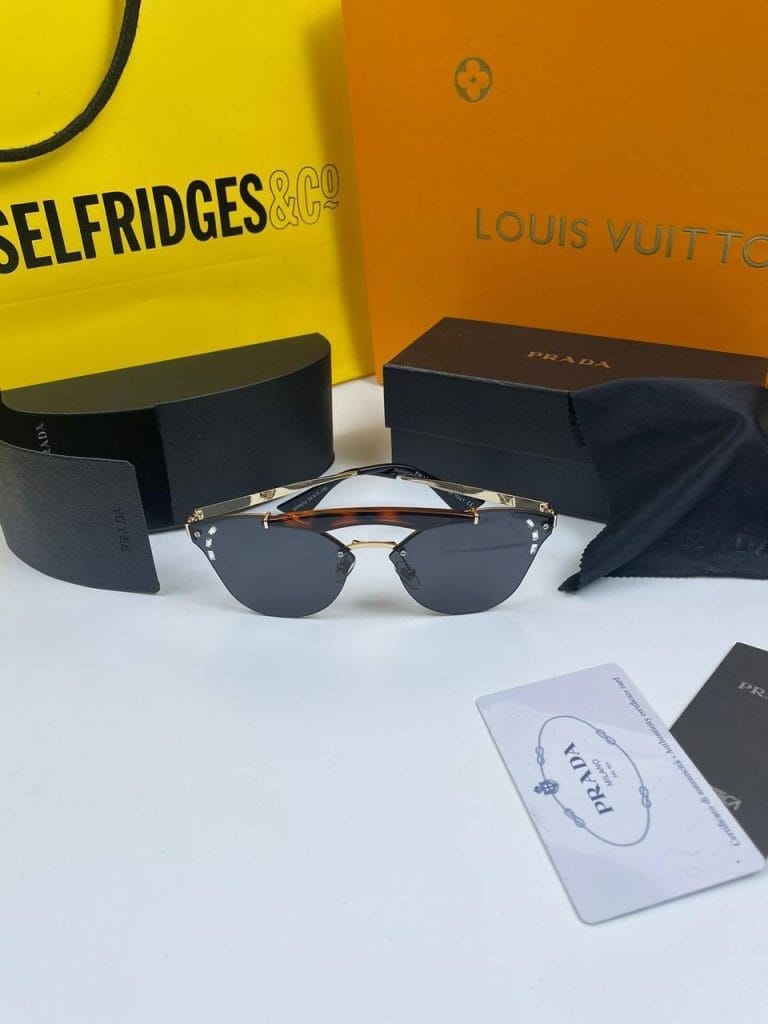 Prada Brown Black Cat Eye Pearl Frame Sunglasses