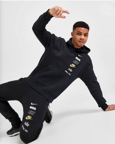 Nike Black Printed Tracksuit with Pullover Hoodie