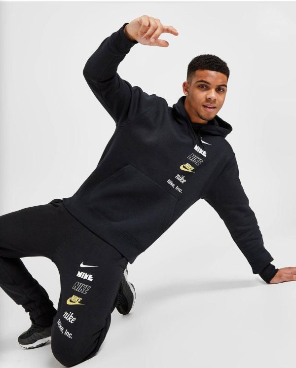Nike Black Printed Tracksuit with Pullover Hoodie