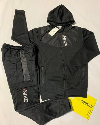 Nike Logo Printed Tracksuit with Hoodie in black Color