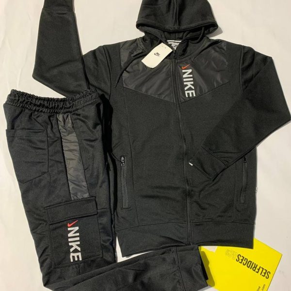Nike Logo Printed Tracksuit with Hoodie in black Color