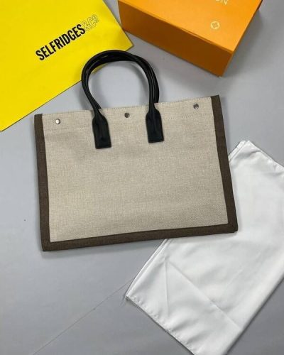 YSL Saint Laurent Rive Gauche canvas Tote Bag Shopping & Handbag in Black Grey Colours YSL Saint Laurent Rive Gauche canvas Tote Bag Shopping & Handbag in Black Grey Colours