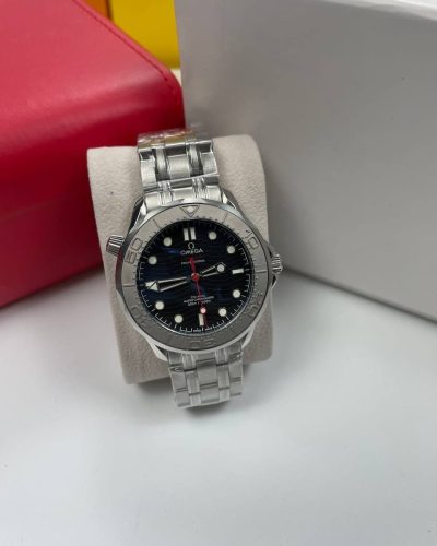 Omega Professional Wave Black Dial Silver Chain Watch 300M