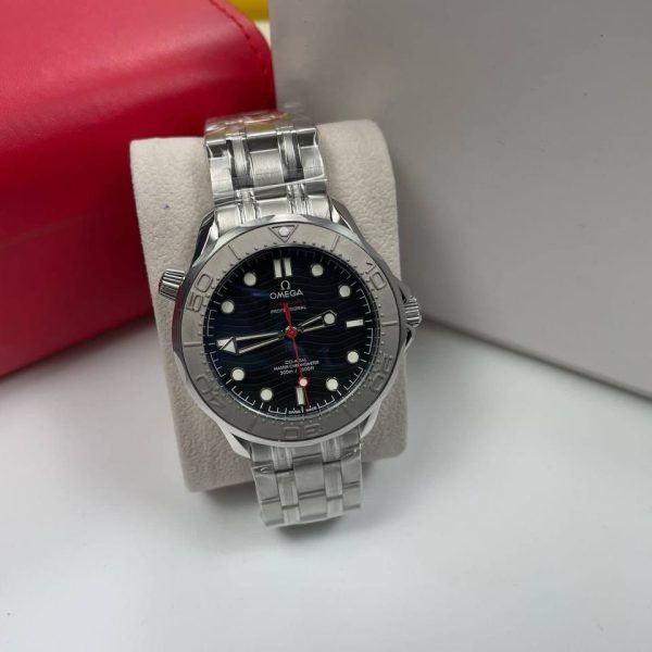Omega Professional Wave Black Dial Silver Chain Watch 300M