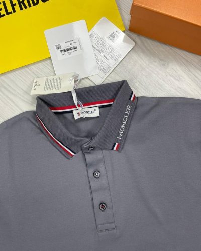Moncler Grey Polo Shirt with Short