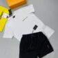 Prada white T-shirt and black Short Set with vertically Logo Printed on Short