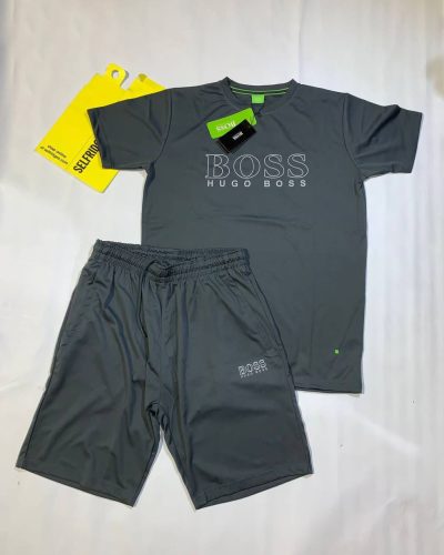 Hugo Boss T-shirt and Short Set in Grey Colour