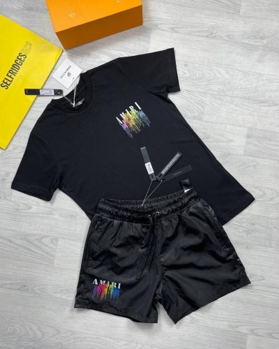 Amiri Black T-shirt and Shorts Set