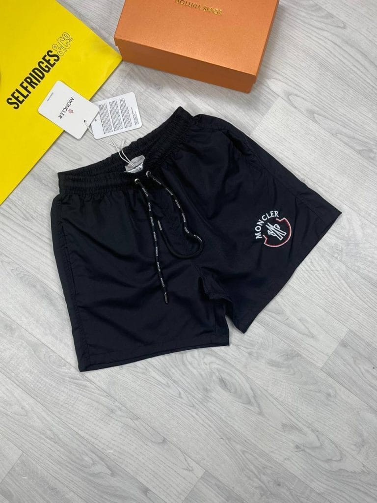 Moncler Black Logo Printed Shorts