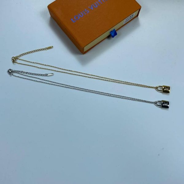Louis Vuitton Padlock Necklace in Silver and Gold 100% Stainless Steel Comes in Box