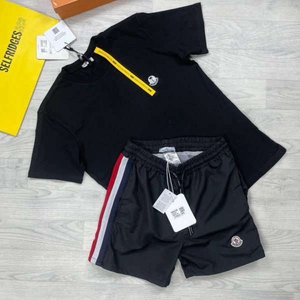 Moncler Palm Angels btack t-shirt and black Shorts set
