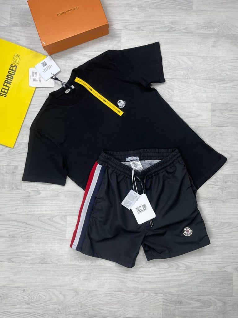 Moncler Palm Angels btack t-shirt and black Shorts set