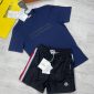 Moncler Logo Printed Navy Blue T-shirt and Black Short