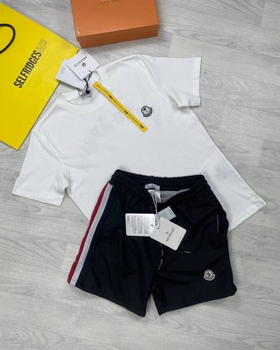 Moncler Palm Angels white t-shirt and black Shorts set