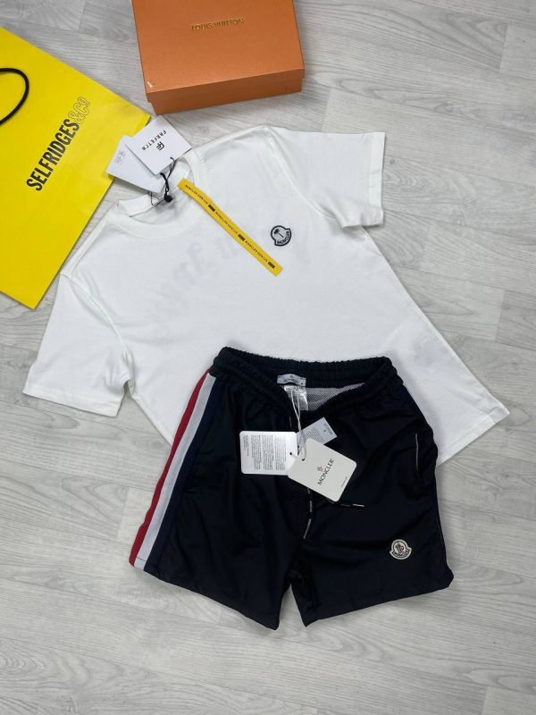 Moncler Palm Angels white t-shirt and black Shorts set