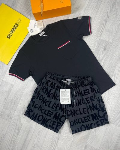 Moncler Black T-shirts and Black Shorts set