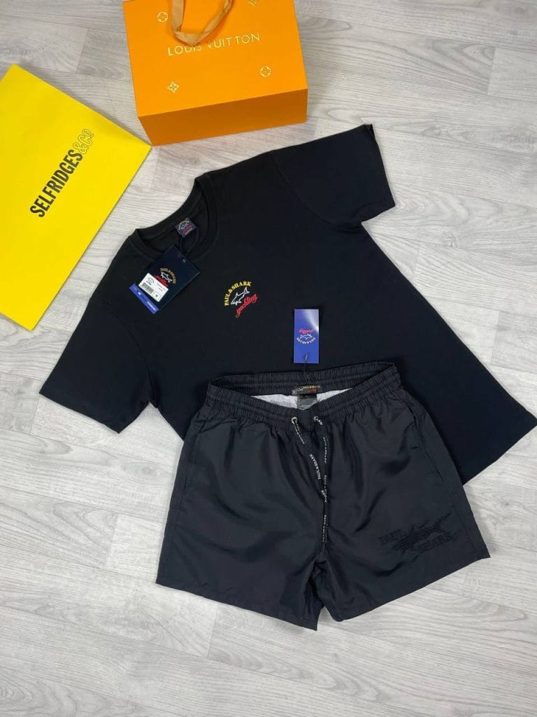 Paul and Shark T-shirts and Shorts Set in Black T-Shirt