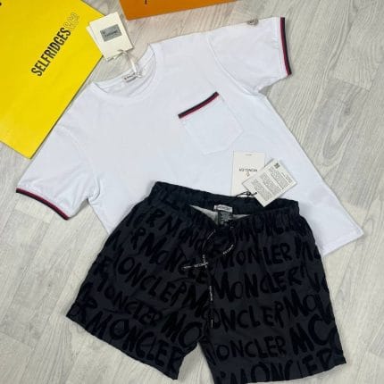Moncler White T-shirts and Black Short set