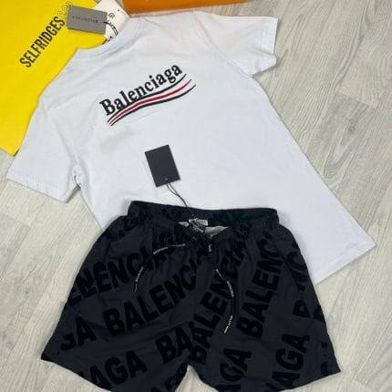 Balenciaga Brand T-Shirt and Shorts Set Two Colors Available High-Quality Material Fashionable Design Trendy Style Comfortable Fit Iconic Logo Detailing Premium Craftsmanship Limited Edition Balenciaga Brand T-Shirt and Shorts Set Two Colors Available High-Quality Material Fashionable Design Trendy Style Comfortable Fit Iconic Logo Detailing Premium Craftsmanship Limited Edition