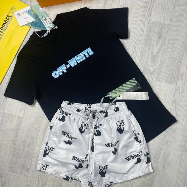Off-White T-Shirt in Black Colour with white Shorts