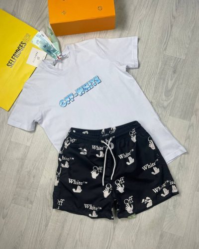 Off-White T-shirts with Black Shorts in White Colour