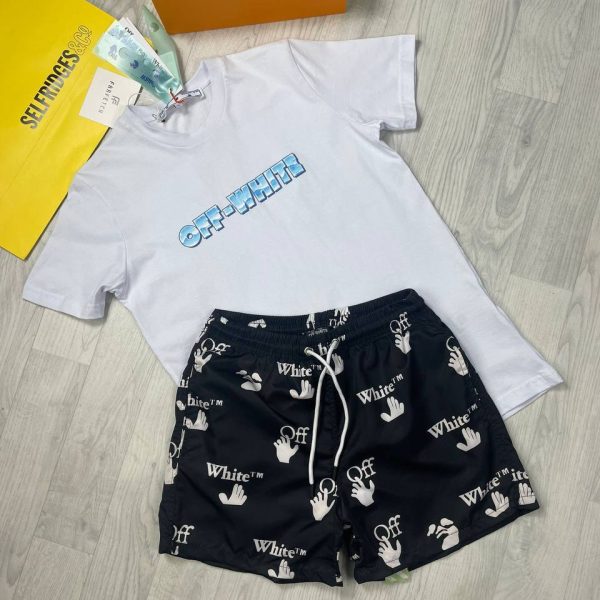 Off-White T-shirts with Black Shorts in White Colour
