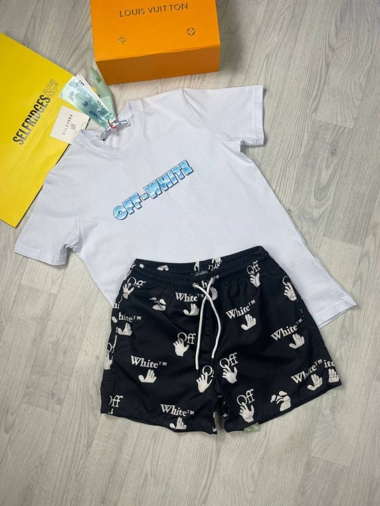 Off-White T-shirts with Black Shorts in White Colour