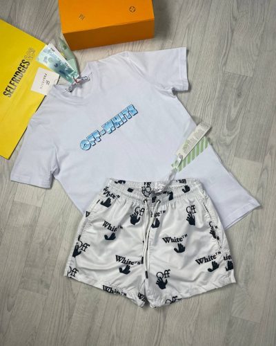 Off-White T-Shirt with White Shorts and White Shirt