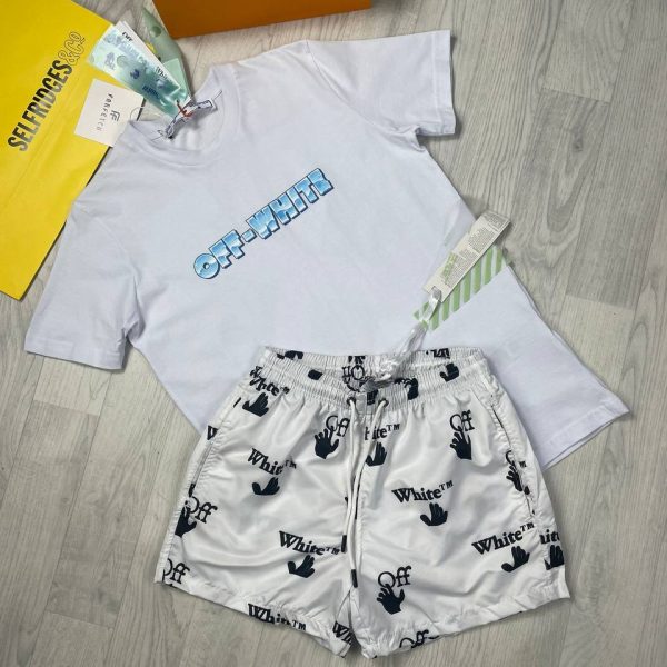 Off-White T-Shirt with White Shorts and White Shirt