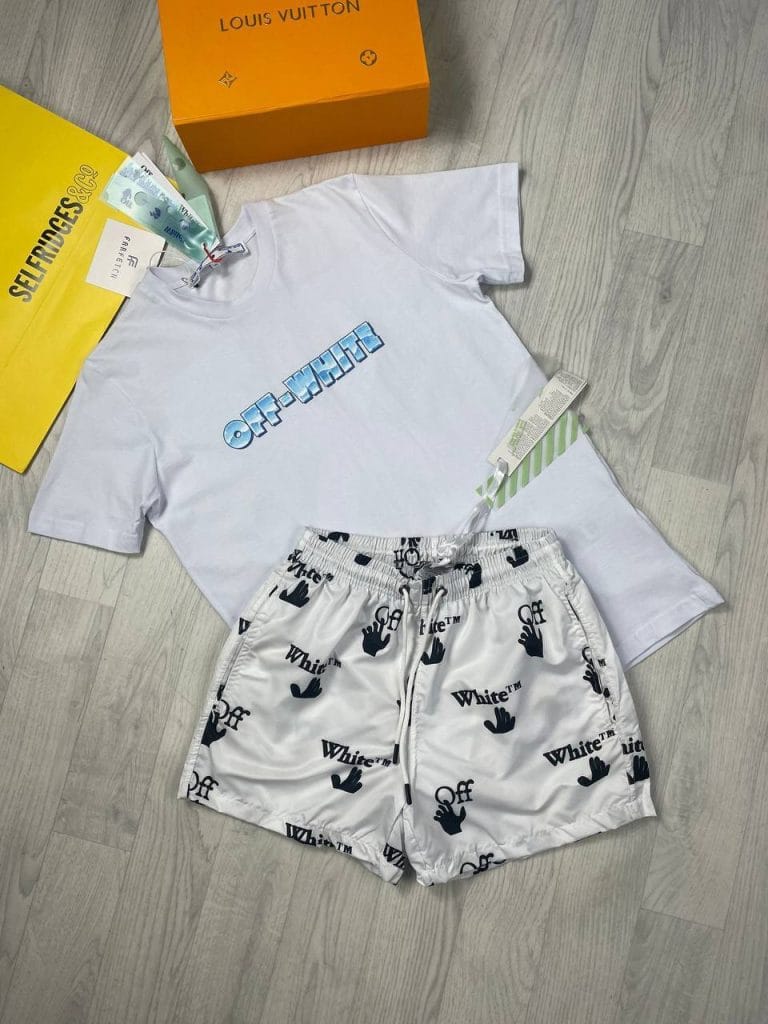 Off-White T-Shirt with White Shorts and White Shirt