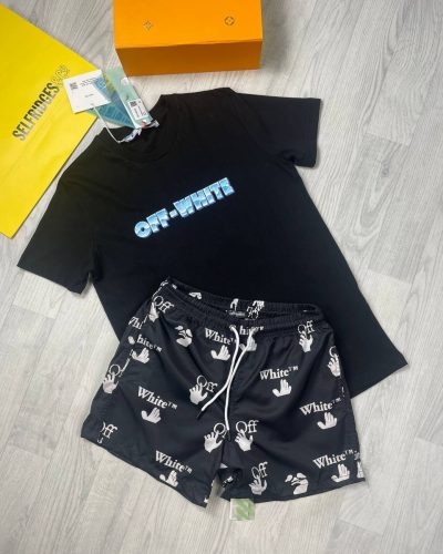 Off-White T-shirts with Black Shorts in Black Colour