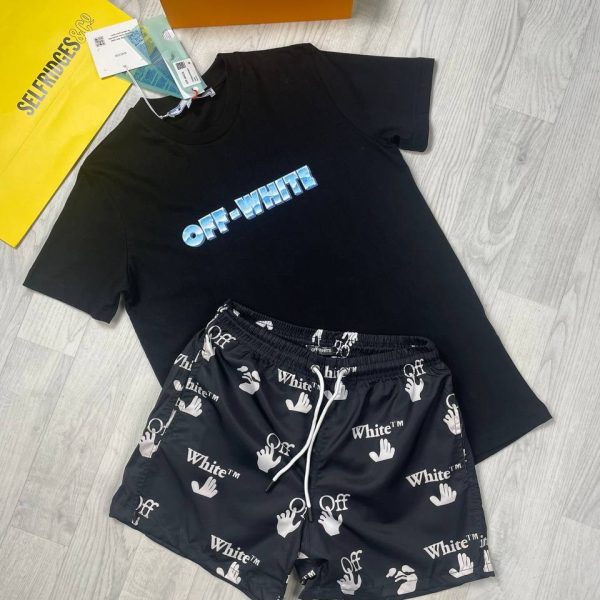 Off-White T-shirts with Black Shorts in Black Colour