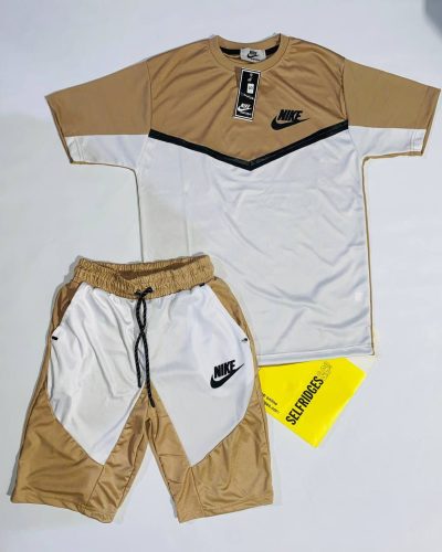Nike T-shirts and Shorts set in Beige & White