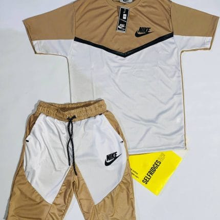 Nike T-shirts and Shorts set in Beige & White
