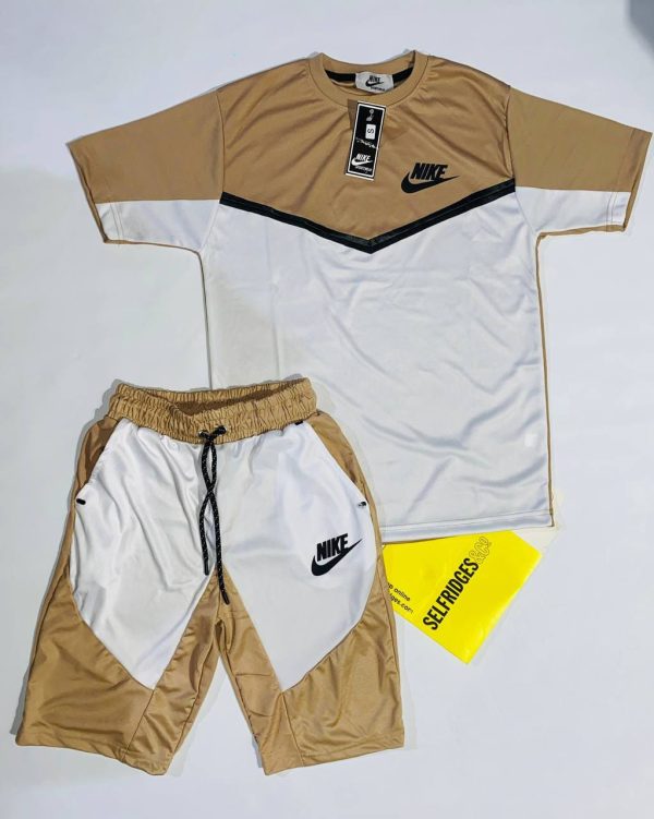 Nike T-shirts and Shorts set in Beige & White