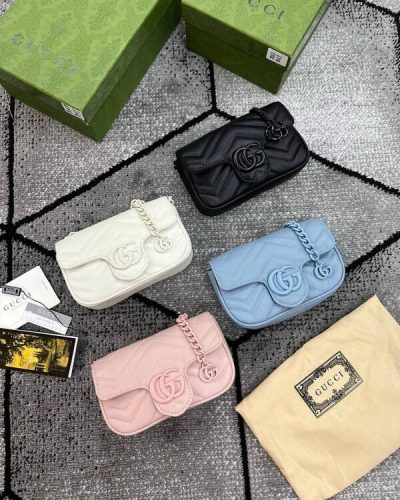 Gucci Marmont White Black Small Mini Clutch Bag Leather in Multiple Colours