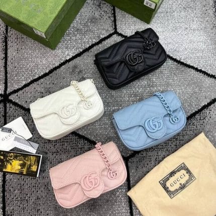 Gucci Marmont White Black Small Mini Clutch Bag Leather in Multiple Colours